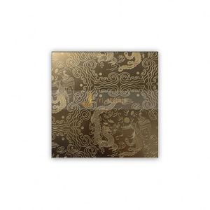 EX225 Antique <b>Brass</b> Pattern Color Cut Design Etching Copper Stainless Steel <b>Sheet</b> 304 Gold Lift Wall Panel - Product Image 3
