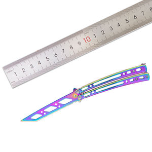 تدريب الأصابع قوس قزح التيتانيوم ممارسة سكين قابلة للطي الفولاذ المقاوم للصدأ منحنى شفرة غير شحذ التدريب سكاكين التدريب - Product Image 6