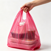 Sacs de courses en plastique HDPE imprimés rose vif, disponibles en stock, pour t-shirts