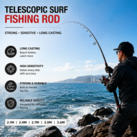 Canne à pêche télescopique robuste à action rapide avec poignée en EVA pour eau salée, pour la pêche au bar, à la carpe, aux crevettes, en fibre de verre, 2,1m-3,6m, avec guides en céramique et pointe sensible