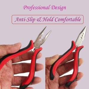 Pinzas para Extensiones de Cabello Obexa, 3 Orificios, Mini, Acero Inoxidable, Agarre Ergonómico, Negro y Rojo, para Instalación y Remoción de Anillos Micro Nano - Product Image 4