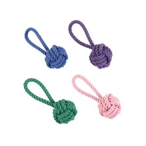 Hand-pulled ball <b>bite</b>-resistant cotton rope single-ear ball dog molar toy pet supplies woven cotton rope toy - Product Image 1