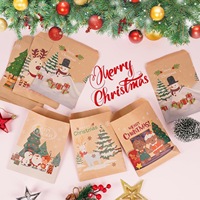 Sacs cadeaux en papier kraft brun de Noël, motifs Père Noël, rennes et pain d'épices, petits sacs d'emballage pour collations et bonbons, pour la décoration de Noël