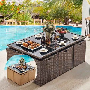 Ensemble <span class=keywords><strong>table</strong></span> <span class=keywords><strong>et</strong></span> chaise d'extérieur moderne, confortable, imperméable <span class=keywords><strong>et</strong></span> résistant au soleil, pour cour d'hôtel, terrasse <span class=keywords><strong>et</strong></span> jardin, coussin de loisirs - Product Image 3
