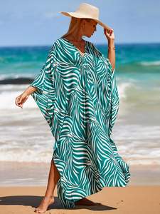 Wholesale Tropical Print One Piece Girls Beachwear Bikini Cover up for Casual <strong>Dresses</strong> - Product Image 6