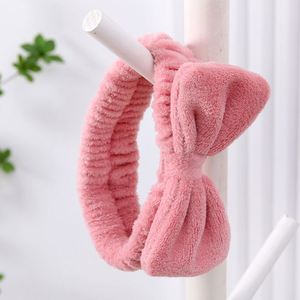 Solid Color Coral Fleece Bowknot Headband Women Soft Plush <b>Face</b> Wash Hair Band Skincare Spa Makeup Beauty Hair Accessories Set - Product Image 4