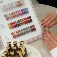 Nouvelle Collection Automne/Hiver 2026 Shuse Brown Panda-Eye Waterproof Cat-Eye Cubic Zirconia Morandi Macaron Nail Gel