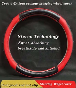 Housse de volant en <span class=keywords><strong>cuir</strong></span> de luxe GD BLA Premium à 4 branches, noire, universelle, avec logo personnalisé, respirante, absorbant la transpiration, protectrice - Product Image 3
