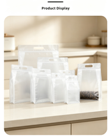 Sac plat transparent grand volume avec poignée, pochette d'emballage à huit soudures latérales pour le stockage de riz, de noix et d'aliments, sac refermable à fermeture éclair