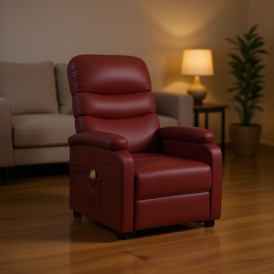 Sillón de Masaje de Piel Sintética Color Vino Tinto, Relajación de Cuerpo Completo, Uso Doméstico, Enchufable, 110-240v - Product Image 2