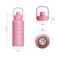 Bouteille d'eau en acier inoxydable à double paroi sous vide, thermos sportif isolé sous vide en acier inoxydable avec couvercle à large ouverture