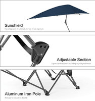 Coussin de plage inclinable, pliable et réglable, zéro gravité, coussin d'extérieur, chaise de Camping avec auvent de parasol/
