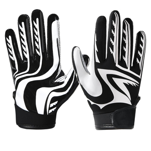 American Football Gloves Soft Breathable Polyester/Cotton Training Gloves <b>Sticky</b> Palm <b>Hook</b> Loop Closure Unisex Sports Gloves - Product Image 1