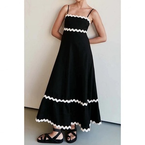 Elegante Vestido Maxi de Verano Personalizado para Mujer, Cuello Halter, Casual, Sexy, Color Sólido, Cintura Natural, Largo, Poliéster, Estilo Vintage - Product Image 1