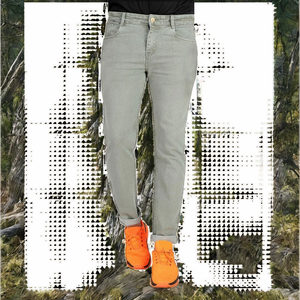 Jean en denim noir tricoté pour homme grande taille, taille mi-haute, style urbain, déchiré, imperméable, avec impression effet adouci, coupe droite décontractée - Product Image 2