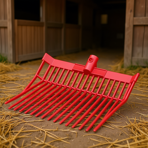 Tête de rechange pour fourche à paillis d'écurie, 18 dents, rouge, pour le nettoyage des granges et des stalles - Product Image 2