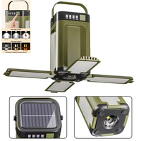 Lampe solaire d'extérieur rechargeable par USB-C, lampe torche portable, batterie externe, lampe LED suspendue pour le camping, la randonnée, la pêche
