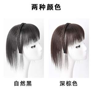 วิกผมแบบคาดศีรษะถักเปียจากผมแท้ พร้อมหน้าม้าสีน้ำตาลยาว เส้นผมทนความร้อนสูง ด้านบนมองไม่เห็นรอยต่อ เหมาะสำหรับทุกรูปหน้า - Product Image 3