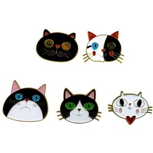 Custom Stylish Anime <b>Cat</b> Enamel Pin Alloy Brooch Black White Face Design <b>Backpack</b> Hat Decorative Accessory Gift - Product Image 3