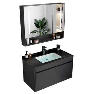 Orangefurn <span class=keywords><strong>Armoire</strong></span> <span class=keywords><strong>miroir</strong></span> murale peu encombrante <span class=keywords><strong>Armoire</strong></span> de 60 <span class=keywords><strong>cm</strong></span> Coiffeuse de salle de bain noire <span class=keywords><strong>avec</strong></span> lavabo - Product Image 1