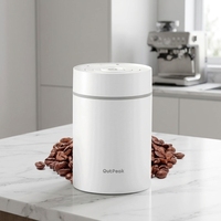 Pot de stockage de café en acier inoxydable durable pour grains de café, 0,75 L (10,58 oz), avec cuillère à café, blanc pur, système de vide automatique intelligent