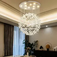 Moderne Cristal Clair K9 Plafonniers Fleur Boule Escalier GU10 LED Lumières Suspendues pour Villa Lustre Éclairage Hôtels