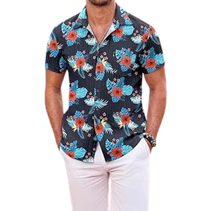 Camisa Casual para Hombre, Transpirable, de Manga Corta, con Botones, para Playa, de Color Sólido, Ligera, Corte Holgado - Product Image 1