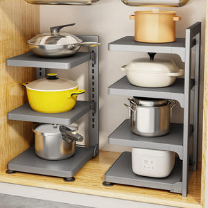 Organizador de Cocina Plegable de Múltiples Niveles Chef Jun, Color Gris Metálico, para Debajo del Fregadero, Encimera o Piso - Product Image 4