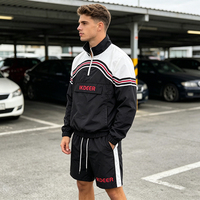 Ensemble Sport Décontracté Homme Tendance Bicolore OEM ODM – Haut Manches Courtes Coupe-Vent et Short à Cordon – Deux Pièces pour l'Été