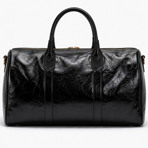 Sac de voyage en PU noir brillant personnalisé, grande capacité, sac de week-end, sac de voyage portable pour hommes et femmes - Product Image 3