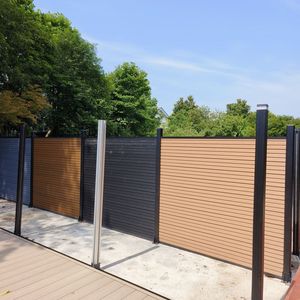 Clôture de jardin en bois-plastique Treslam, ensemble complet, bois composite, <span class=keywords><strong>bambou</strong></span>, WPC, panneau de clôture pour jardin, cour, maison - Product Image 2