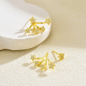 Star Stud <b>Earrings</b> With Diamond Inlay For Party Fashion Jewelry Stainless Steel Ear <b>Posts</b> - Product Image 3