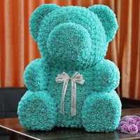 Kustomisasi Beruang Bunga Mawar Abadi Ukuran Ekstra Besar 70cm, Hadiah Romantis untuk Pacar, Ulang Tahun, Valentine, Figurine Beruang Dekoratif