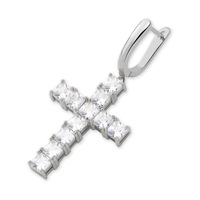 Boucles d'oreilles créoles tendance en laiton avec pendentif croix serti de zircons, bijoux pendantes micro-pavées en zircon doré et argenté