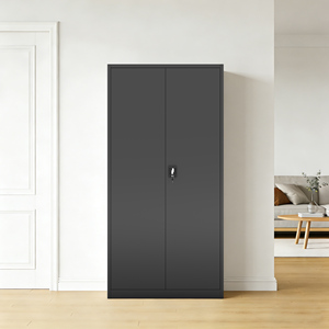 Armoire de classement métallique verrouillable avec structure en acier et 4 étagères réglables - Product Image 1
