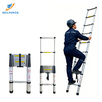 DIYU Senpiao Échelle télescopique moderne en aluminium, 12 marches, portable, capacité 330 lb, angle d'escalade 50°, 15 pieds, pour supermarché et salle de sport
