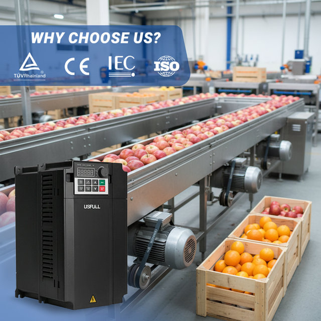 USFULL VFD Frequency Inverter AC Drive 3PH 380V Vsd for Fruit Processing Machinery Motor 22kW 45kW 110kW