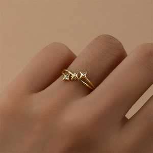 Nouvelle bague étoile à quatre branches et étoile à huit branches en argent 925, design luxueux - Product Image 5