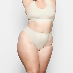 مخصص للنساء XL قطن ثونغ مثير سلس منخفضة الارتفاع منخفضة الخصر ملخصات بلون واحد رقيقة محبوك زائد حجم سراويل - Product Image 5