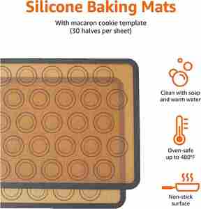 Tapis de cuisson en silicone antiadhésif pour pâtisserie, tapis à pétrir et à rouler la pâte avec surface en caoutchouc antidérapante, tapis de cuisson en silicone - Product Image 4