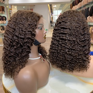 Prix de gros Perruques en cheveux humains à 200% de densité Super Double Drawn 14 pouces Bouclés Birmanes Perruques frontales 13*4 - Product Image 4