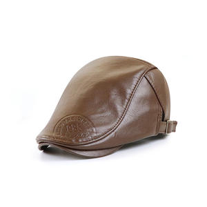 W105 PU 100% Parasol Trucker <span class=keywords><strong>Vans</strong></span> Cap Nueva moda Sombreros genuinos naturales Nueva moda Sombreros de cuero genuino Gorra de béisbol - Product Image 5