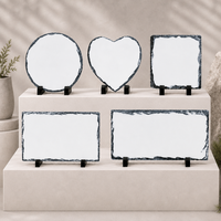 Plaque photo vierge en ardoise naturelle pour sublimation, support photo en pierre, formes ronde, cœur, carrée, pour décoration de table et artisanat