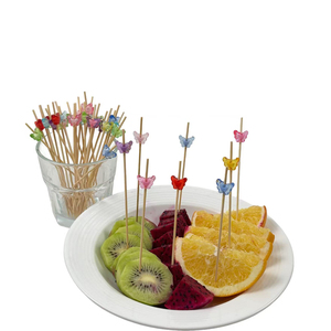 Bâtonnets de fruits dégradables de brochettes de bambou papillon coloré de 12cm pour le camping - Product Image 6