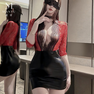 Tenue de secrétaire Man Yu Lingerie, ensemble jupe moulante en dentelle, pour soirée passionnée en boîte de nuit, sexy, 9672 - Product Image 5