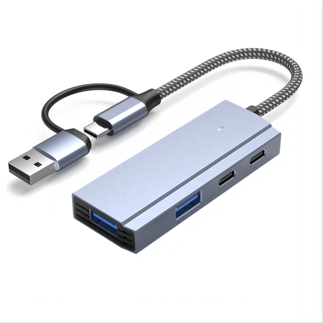 USB 3.0 5Gbps Type-C Hub with 2 USB 3.0 & 2 Type-C Ports Aluminum Alloy Stock-For Laptop/Phone/Tablet