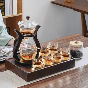 Juego de té de vidrio resistente al calor, tazón de tapa giratoria de dibujo de agua magnética, tetera semiautomática, tetera de goteo de Kung Fu Perezoso - Product Image 2