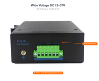 Switch Ethernet PoE 8 ports 100 Mbps 802.3af/at, alimentation PoE, rail DIN industriel, alimentation double redondante DC12-57V