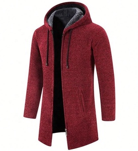 <span class=keywords><strong>Manteau</strong></span> d'hiver en peluche pour hommes avec capuche manches chaudes Cardigan épais grande taille veste décontractée <span class=keywords><strong>homme</strong></span> longue Parka vente en gros - Product Image 2