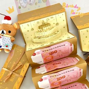 การ์ตูนสามมิติวันเกิดซองจดหมายสีแดงดีไซน์สีทองการ์ดอวยพรแบบเรียบง่ายสำหรับเด็กปีใหม่ 100 หยวนหลี่ใหม่ - Product Image 3